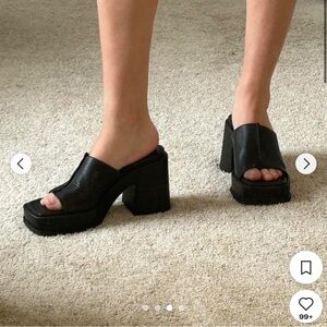 Zara Black Chunky Heel Sandals